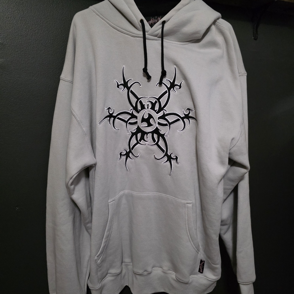 Men's Sapphire Lounge Brand Gray Y2K Tribal Graphic Hoodie XXL